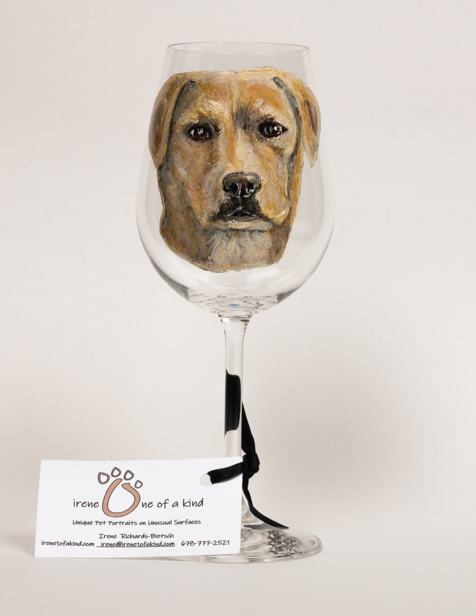 Bichon Hand painted Portrait On Wine Glasses