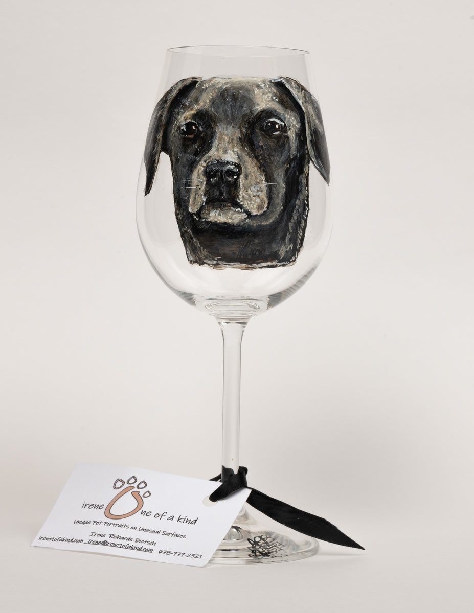 Bichon Hand painted Portrait On Wine Glasses