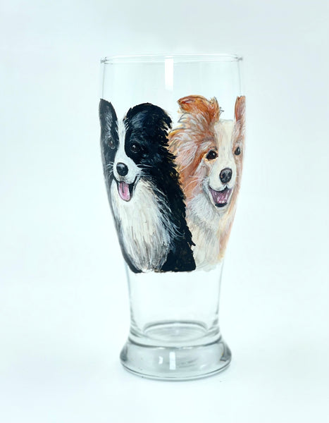 Hand Painted Pet Portrait Beer glass