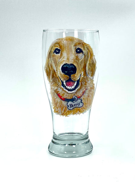 Hand Painted Pet Portrait Beer glass