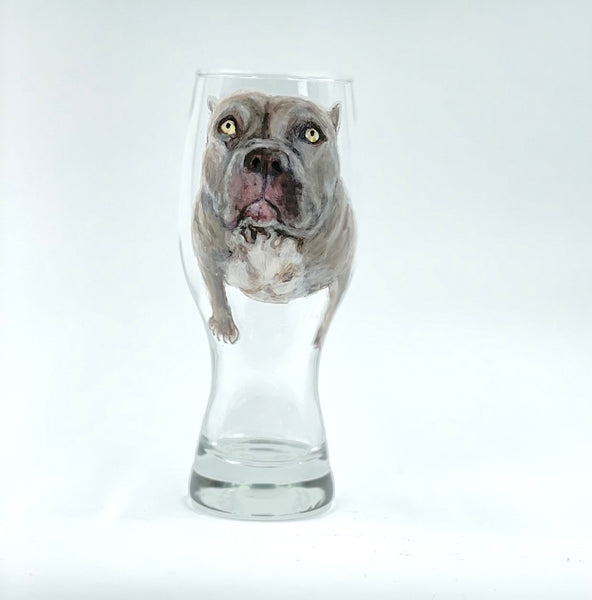 Hand Painted Pet Portrait Beer glass