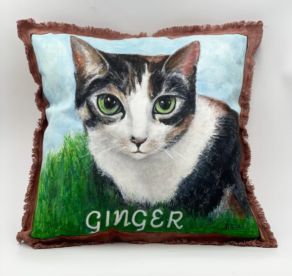 Hand Painted Pet Portrait Pillow