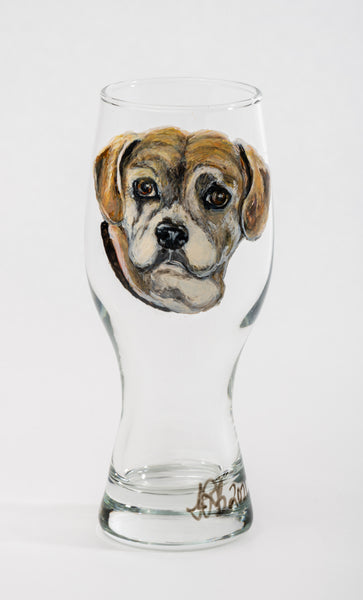 Hand Painted Pet Portrait Beer glass