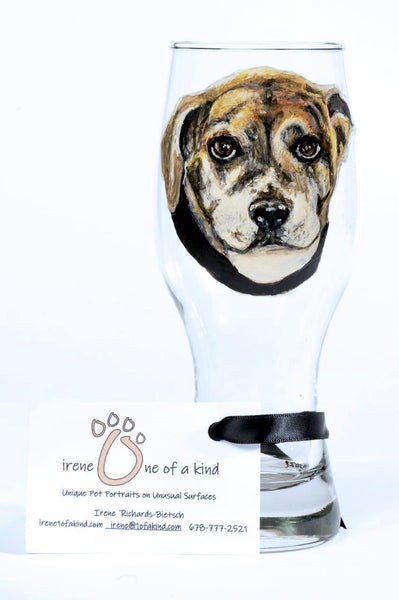 Hand Painted Pet Portrait Beer glass