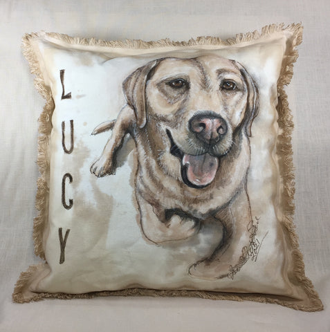 Hand Painted Pet Portrait Pillow