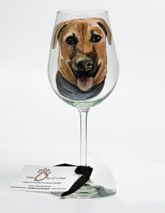 Hand Painted Pet Portrait Crystal Wine Glass