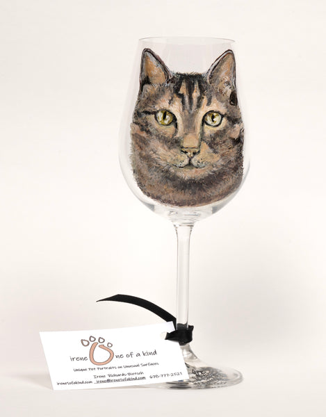 Hand Painted Pet Portrait Crystal Wine Glass