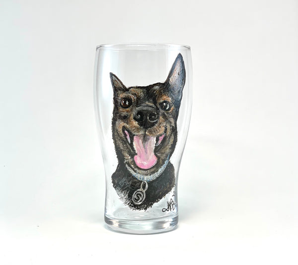 Hand Painted Pet Portrait Beer glass