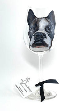 Hand Painted Pet Portrait Crystal Wine Glass